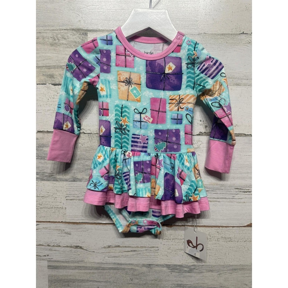 Birdie Bean Ruffle Romper Dress Girls 12-18m Bamboo Christmas Gifts NWT